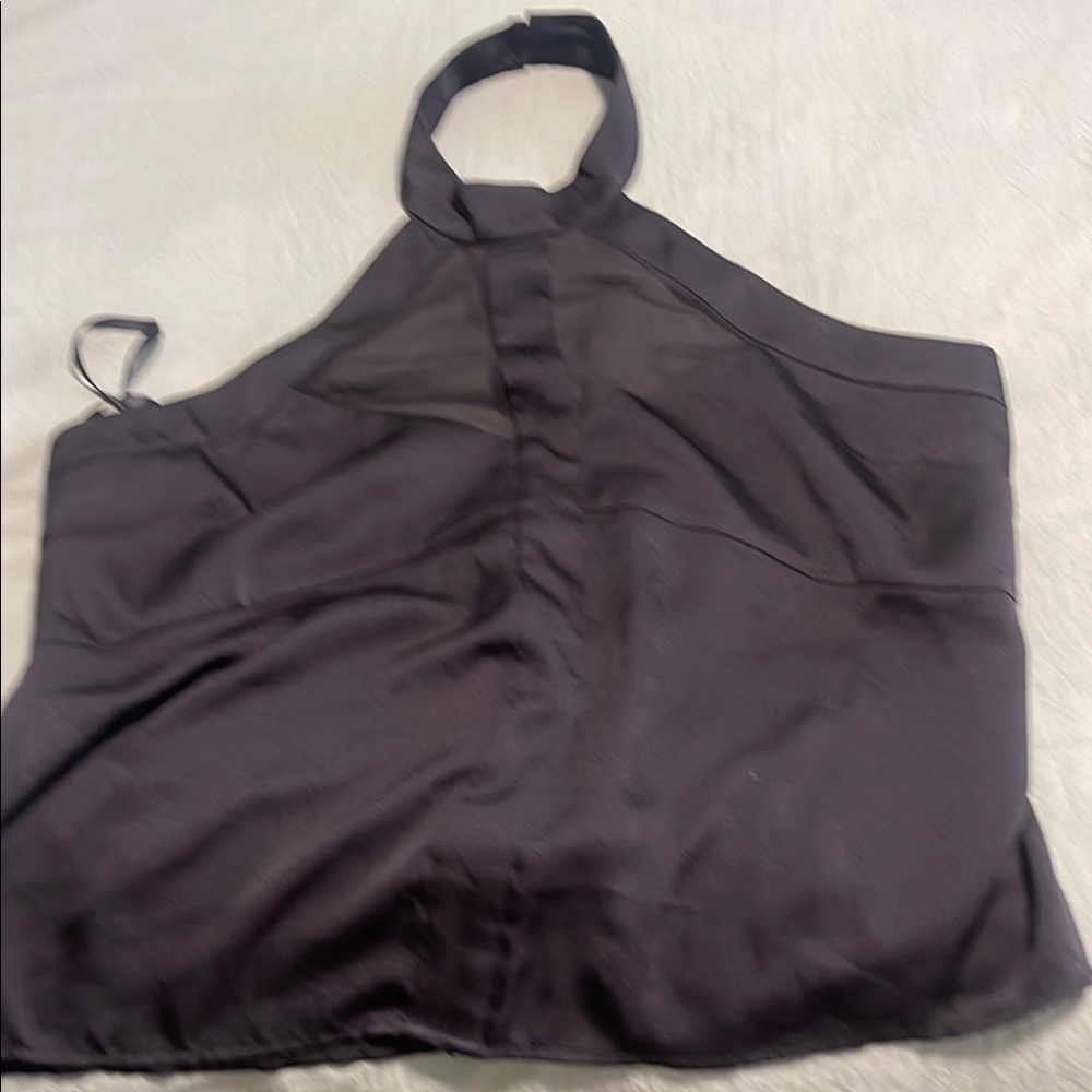 BCBG Black Halter Top with sheer design